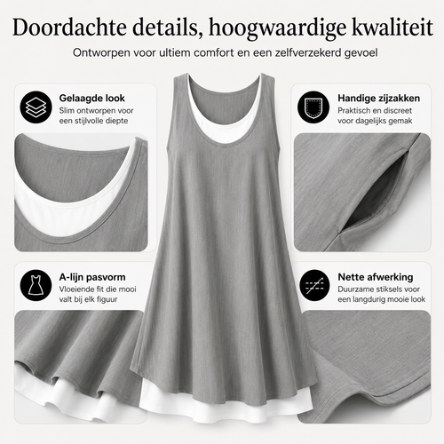 Anouk™ | Buikcamouflerende Mouwloze Jurk Met Laagjeslook