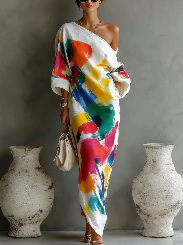 Glenda | Kleurrijke Maxi Jurk