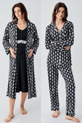 Lacy Patterned 4-Piece Maternity-Nursing Set Black - 101101
