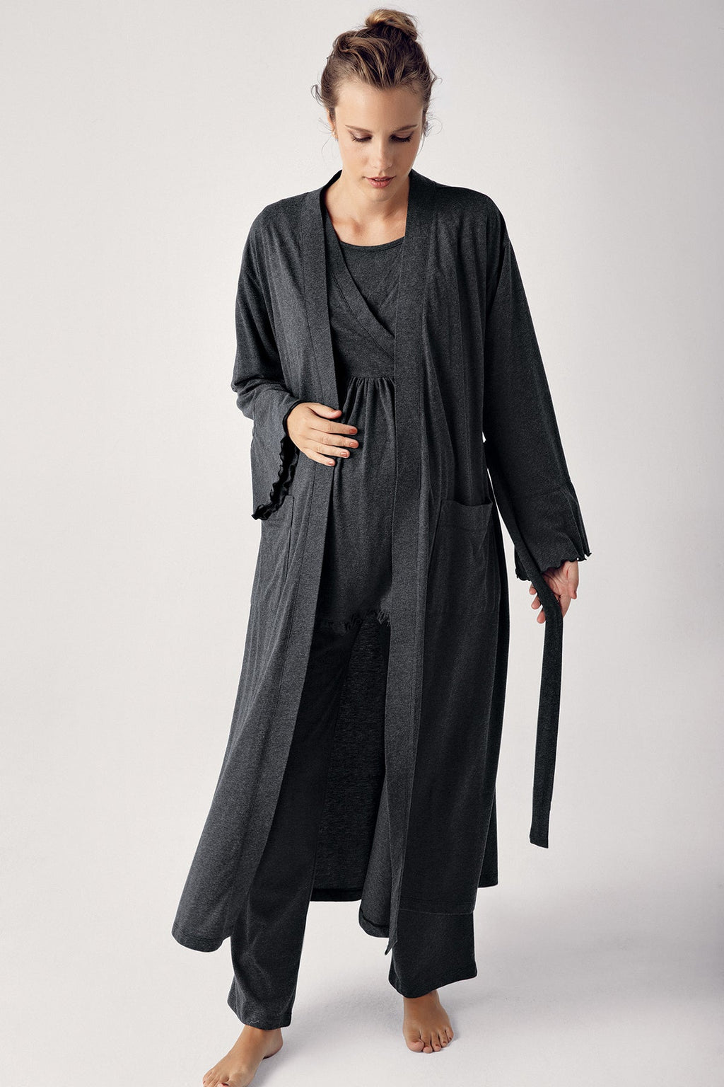 Double Breasted 4-Piece Maternity-Nursing Set Anthracite - 300112
