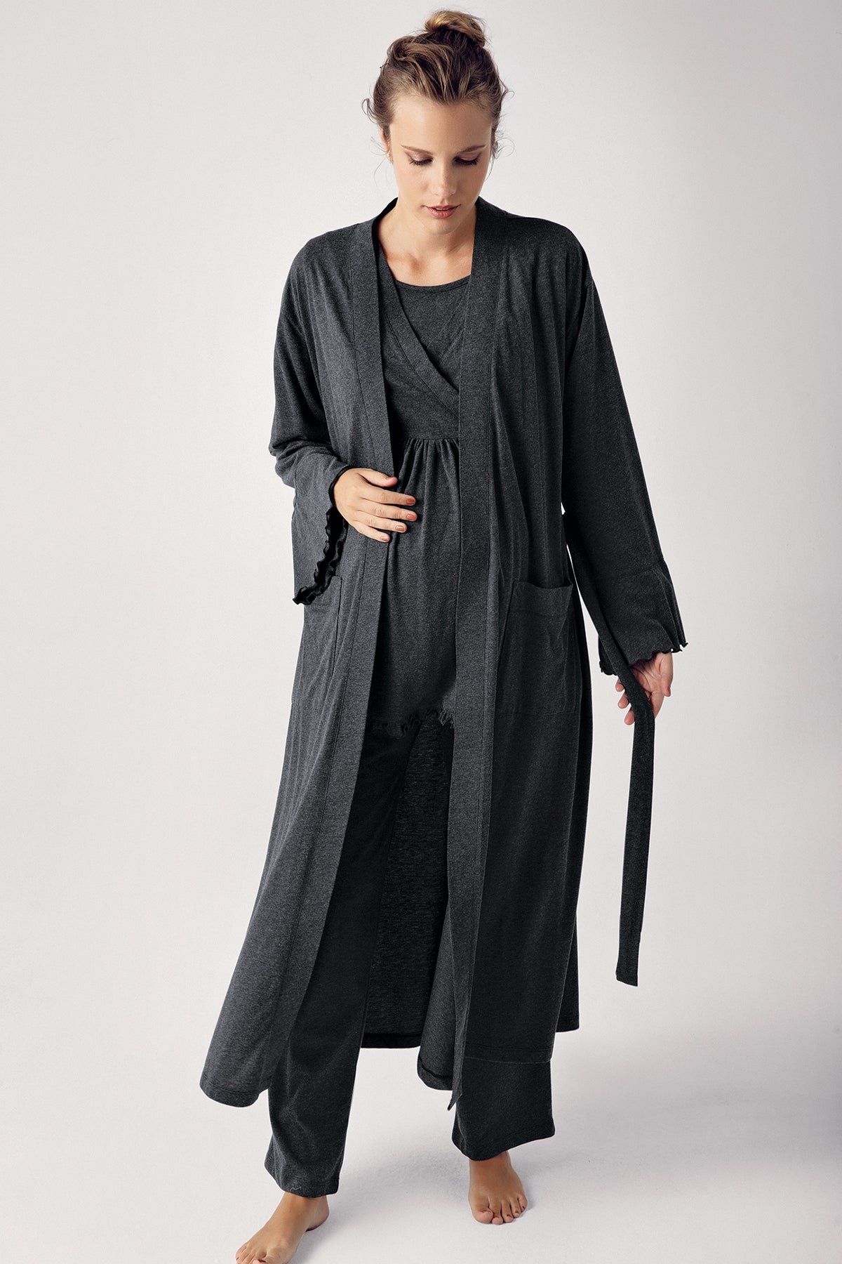 Double Breasted 4-Piece Maternity-Nursing Set Anthracite - 300112