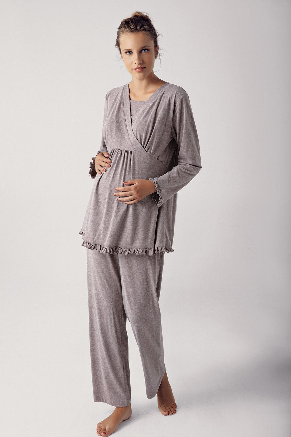 Double Breasted 4-Piece Maternity-Nursing Set Coffee - 300112