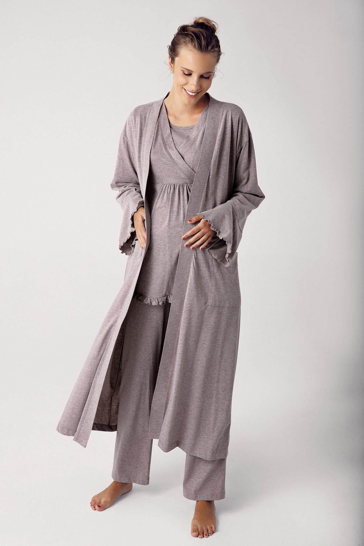 Double Breasted 4-Piece Maternity-Nursing Set Coffee - 300112