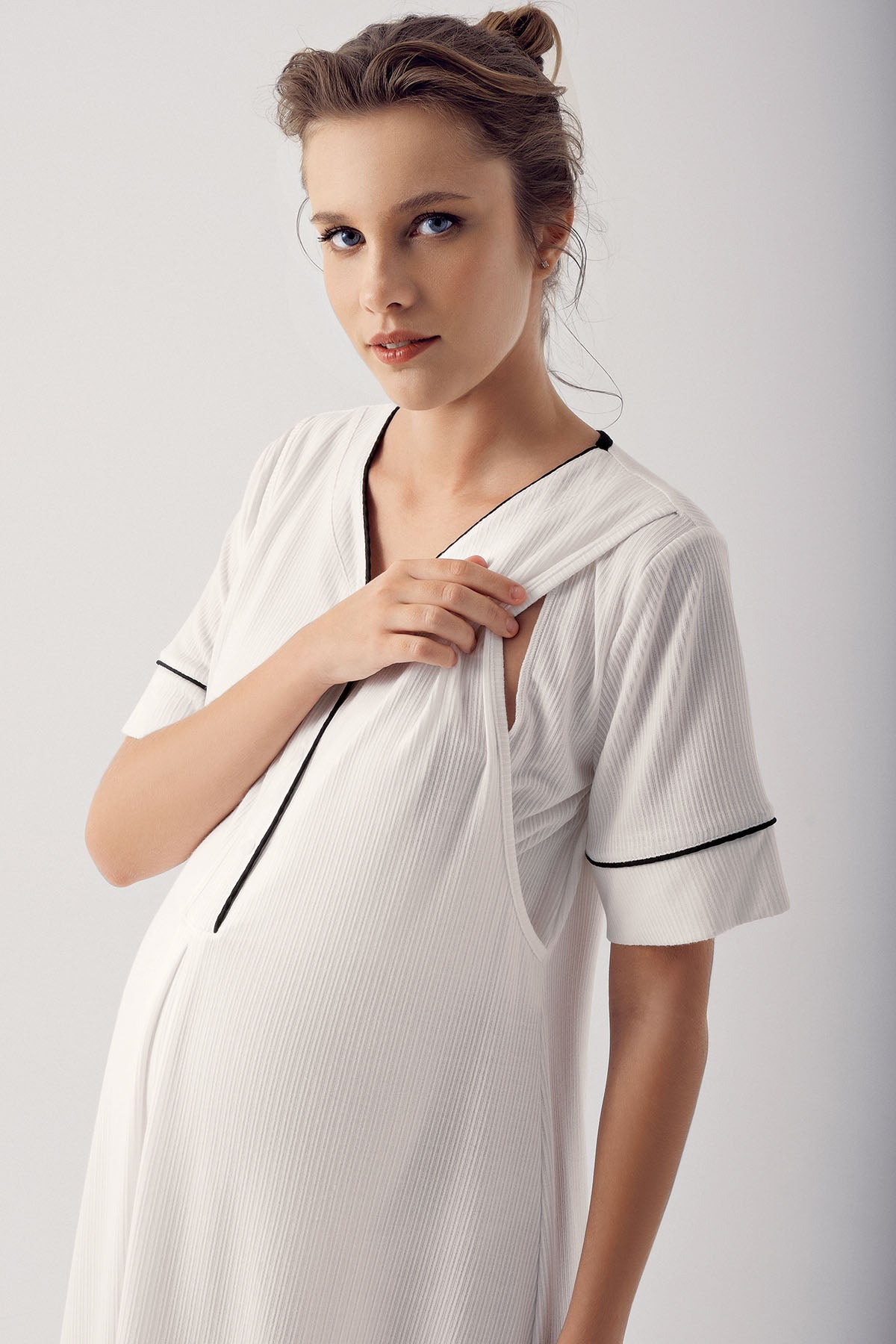 Double Breastfeeding 4-Piece Maternity-Nursing Set Ecru - 406209