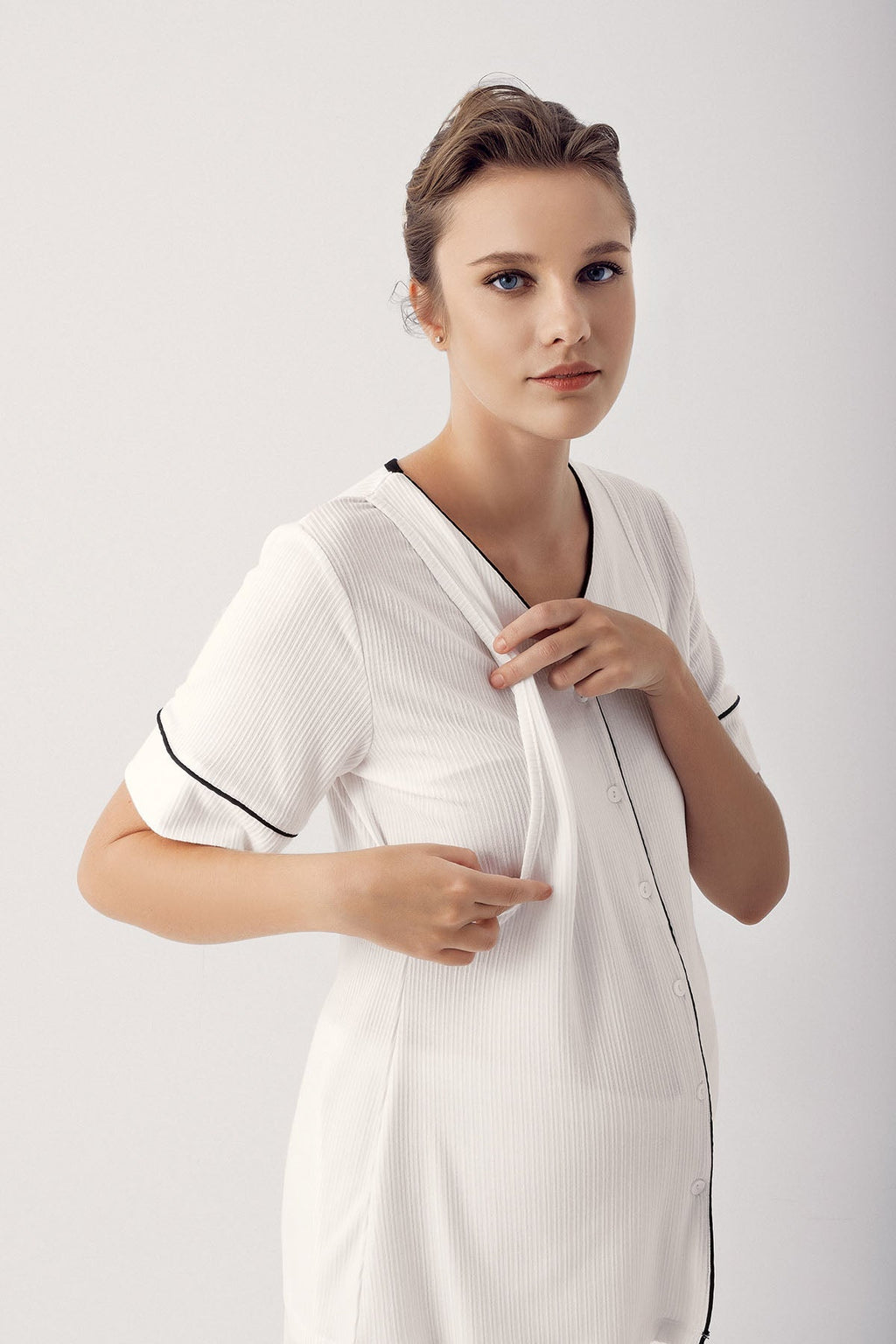 Double Breastfeeding 4-Piece Maternity-Nursing Set Ecru - 406209