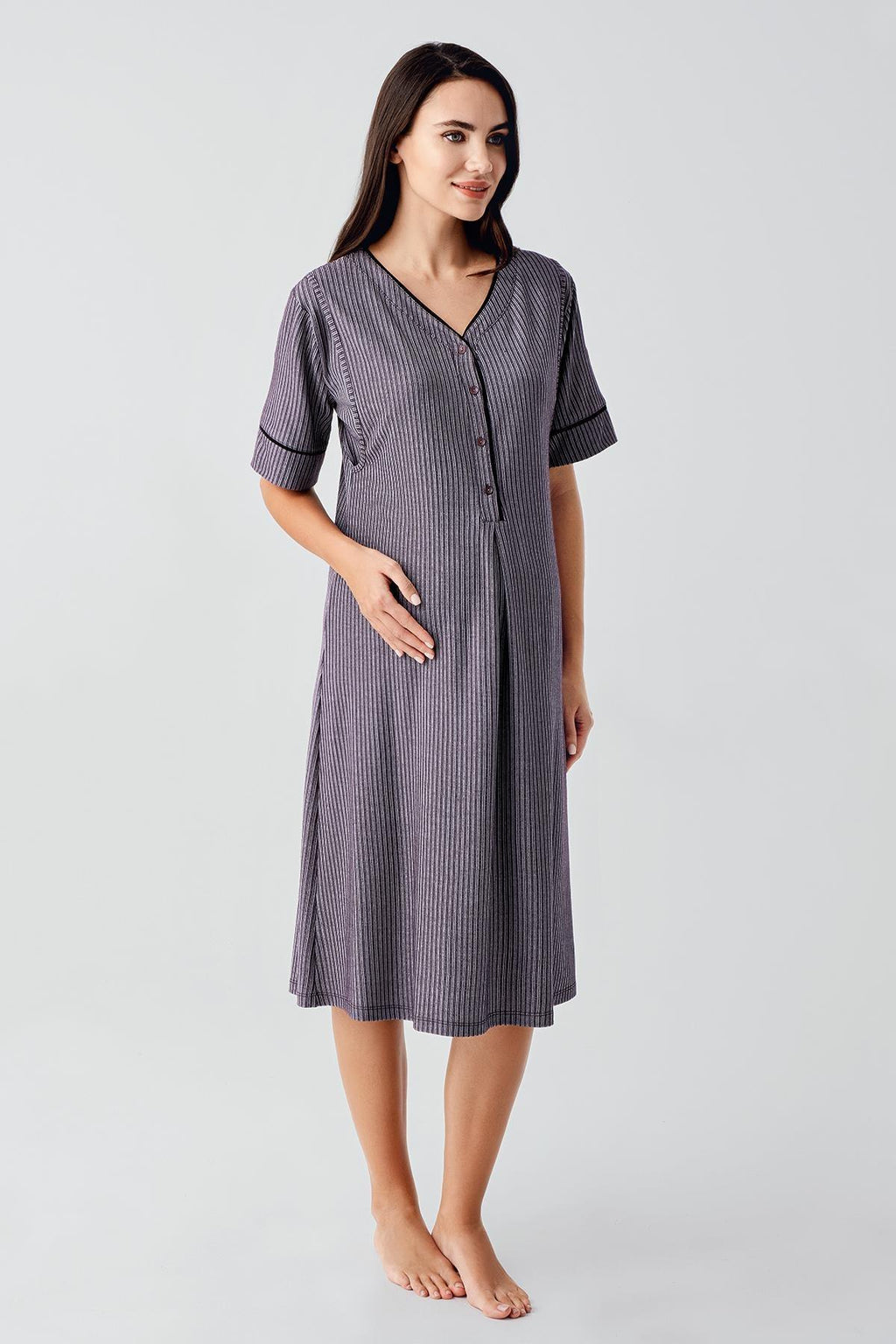 Double Breastfeeding 4-Piece Maternity-Nursing Set Purple - 406209