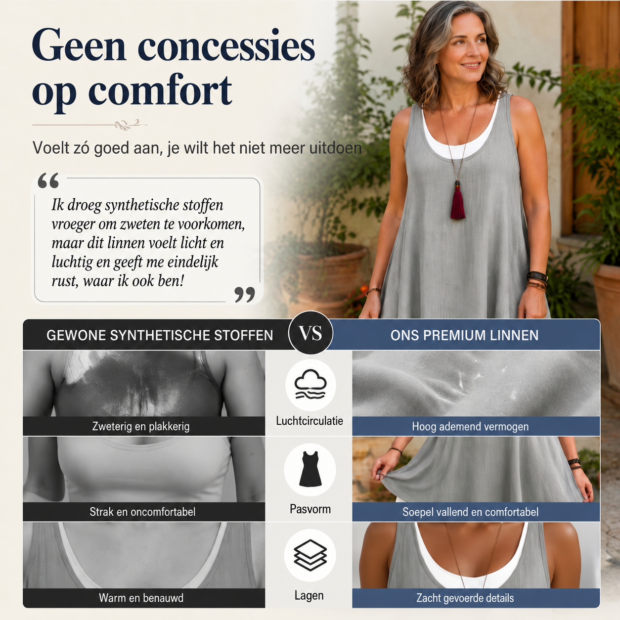 Anouk™ | Buikcamouflerende Mouwloze Jurk Met Laagjeslook