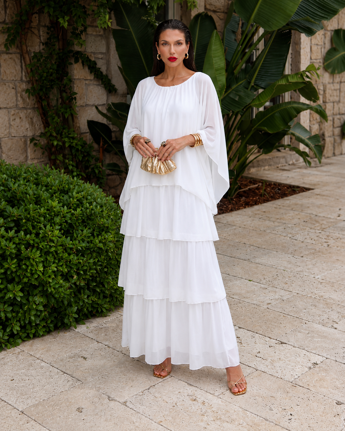 Amélie™ | Elegante Buikbedekkende Chiffon Maxi Jurk