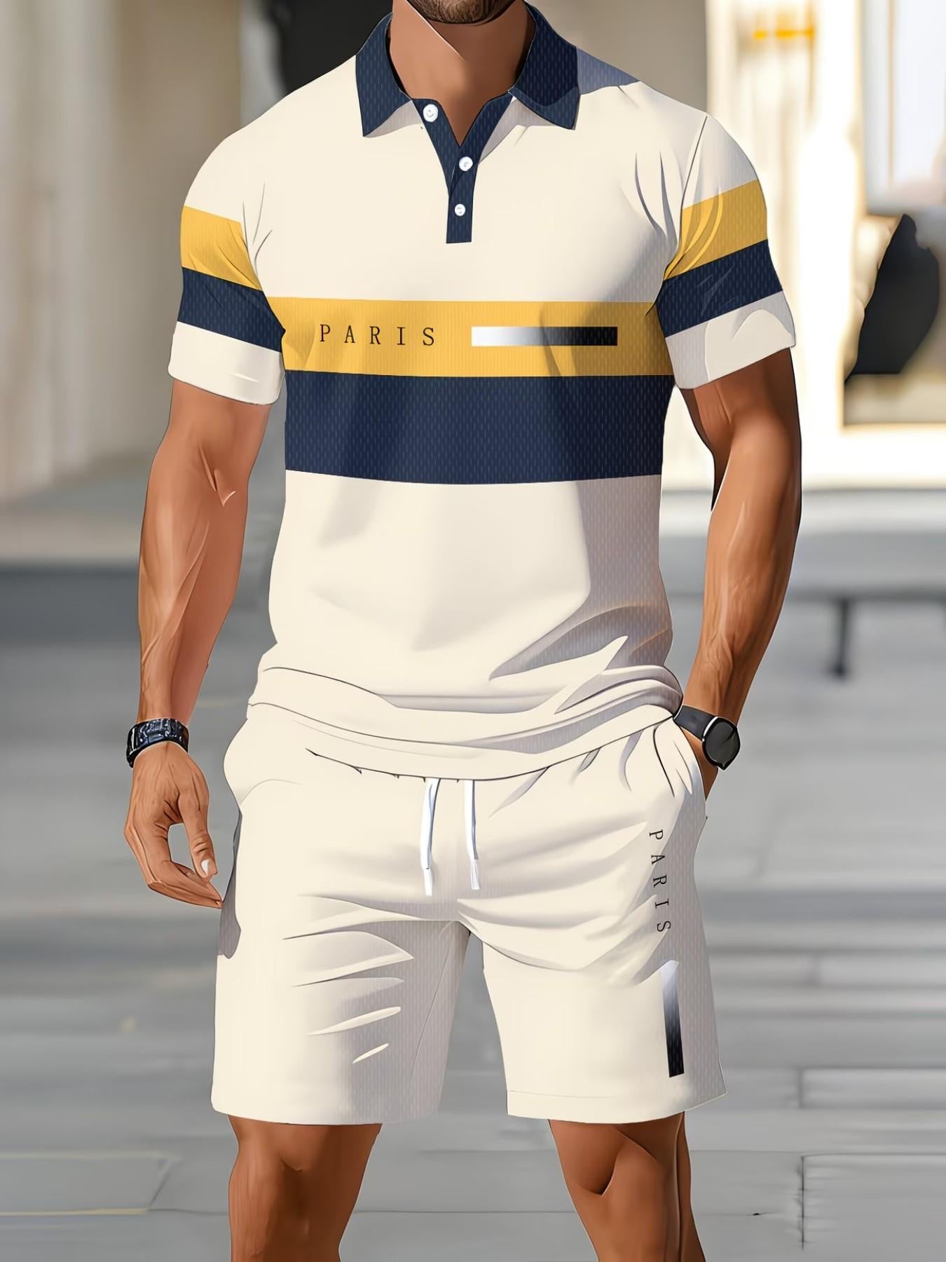 ⏰TIJDELIJKE AANBIEDING✨ Korte mouw poloshirt set combinatie tot boven de knie broek sportief veelzijdig