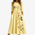 Gouden Bloesem Pocket Midi Jurk