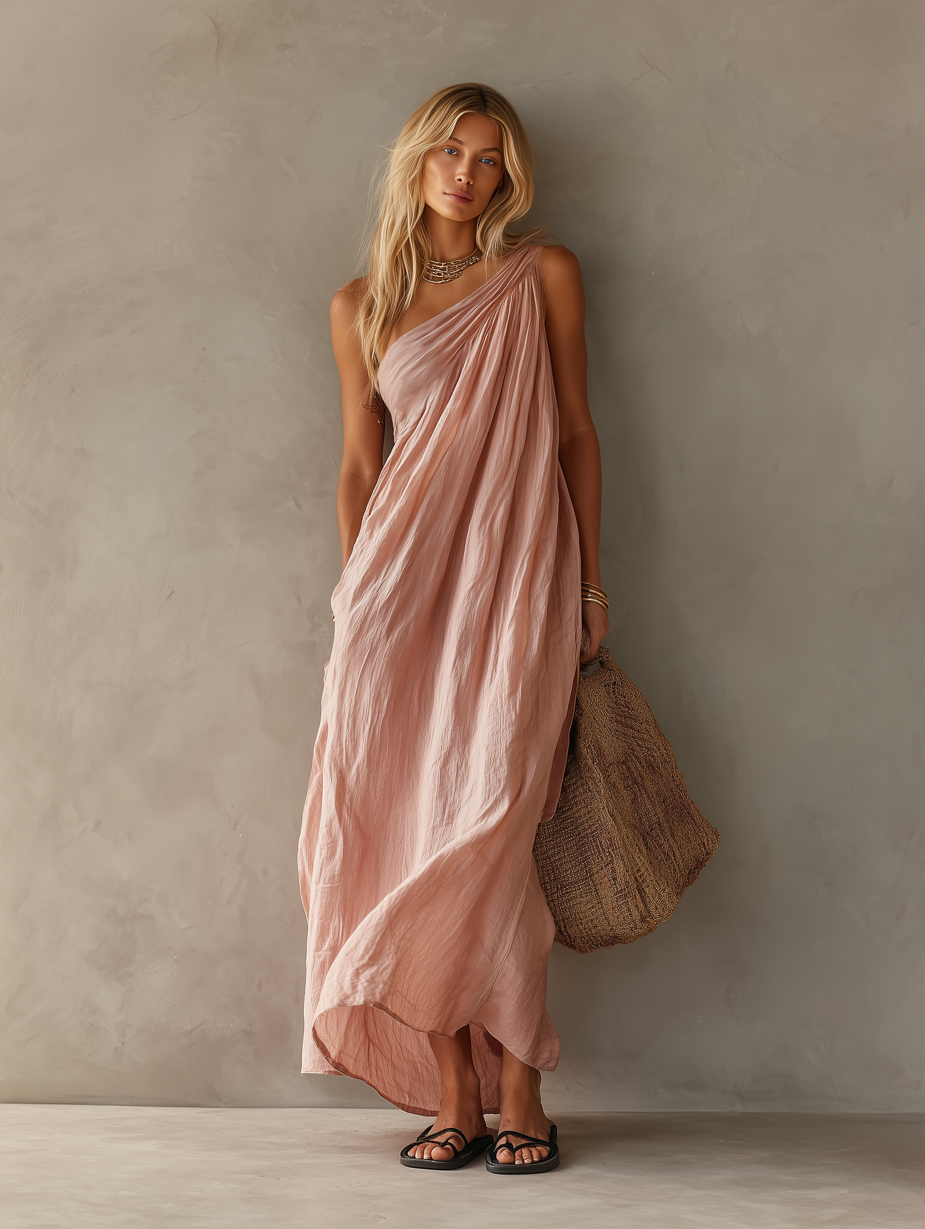 Judith | Luchtige One-Shoulder Maxi Jurk