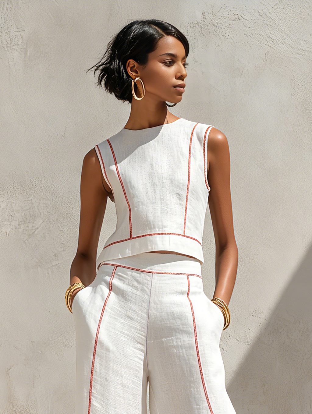 Ivonne | Elegante Set met Contraststiksels