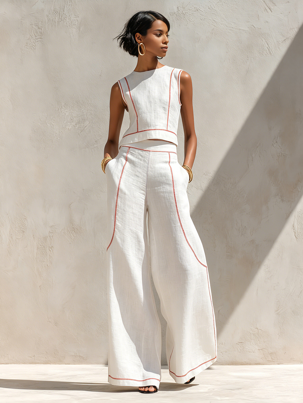 Ivonne | Elegante Set met Contraststiksels