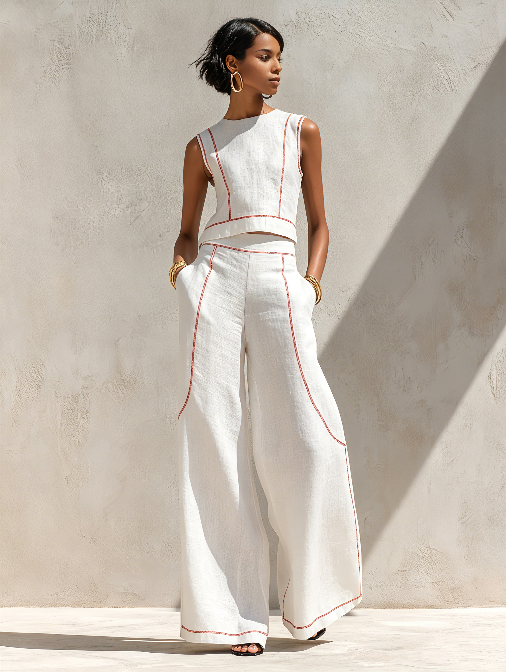 Ivonne | Elegante Set met Contraststiksels
