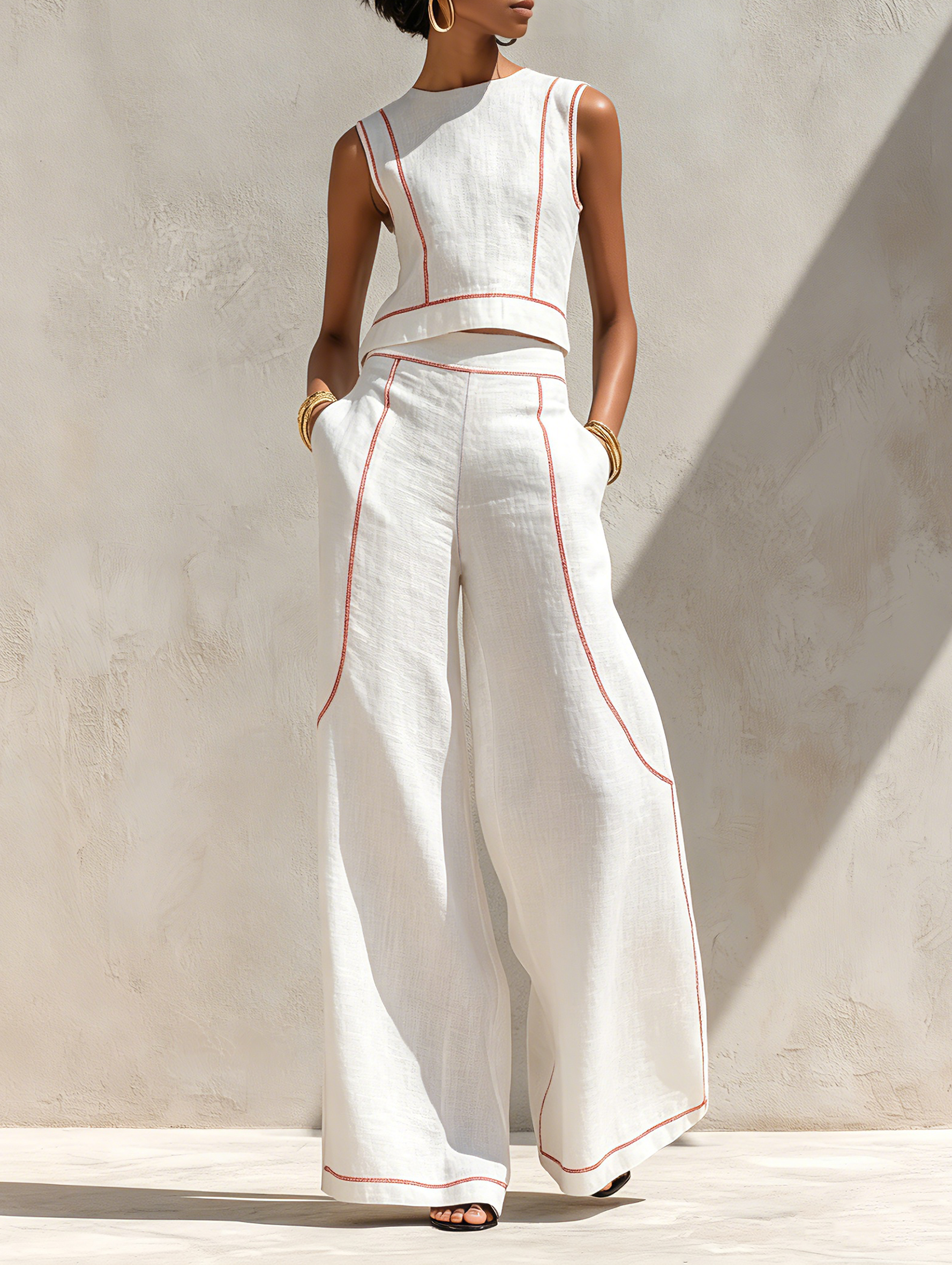 Ivonne | Elegante Set met Contraststiksels