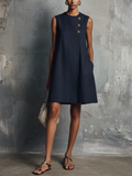 Hanny | Mouwloze Mini Jurk met Zakken