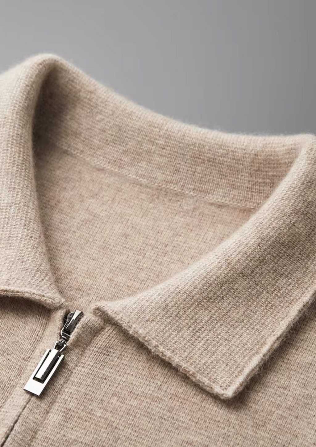 Extra-fijne merino wollen polo cardigan met rits