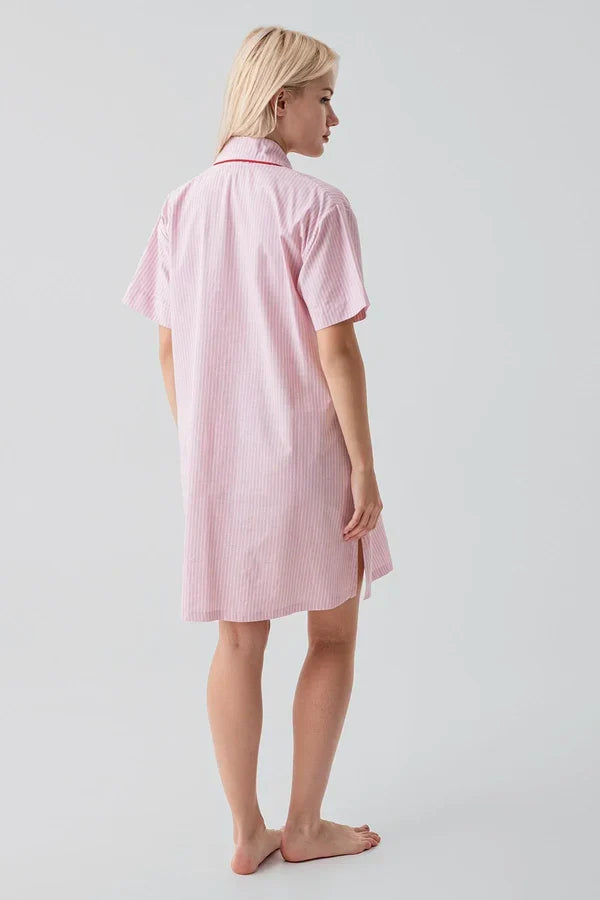 Striped Woven Cotton 4-Piece Maternity-Nursing Set Pink - 308108