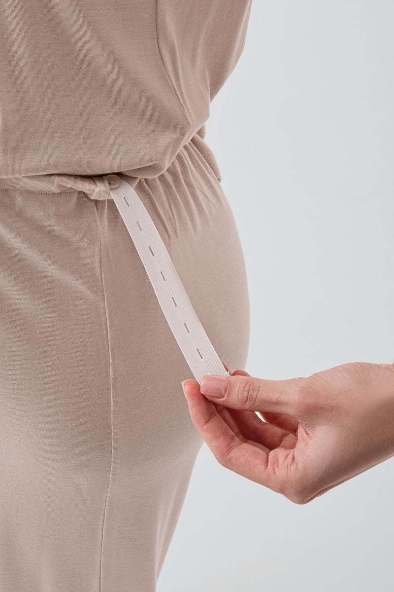 Piped Wrap 4-Piece Maternity-Nursing Set Beige - 417217