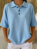 Gisela | Comfortabele Wafel Polo Blouse