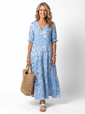 Alora | Bloemenprint Tassel Tie Midi Jurk