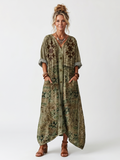 Aleta | Knop Voorkant Oversized Pocket Midi Jurk