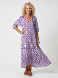 Penelope | Geprinte Tassel Tie Midi Jurk