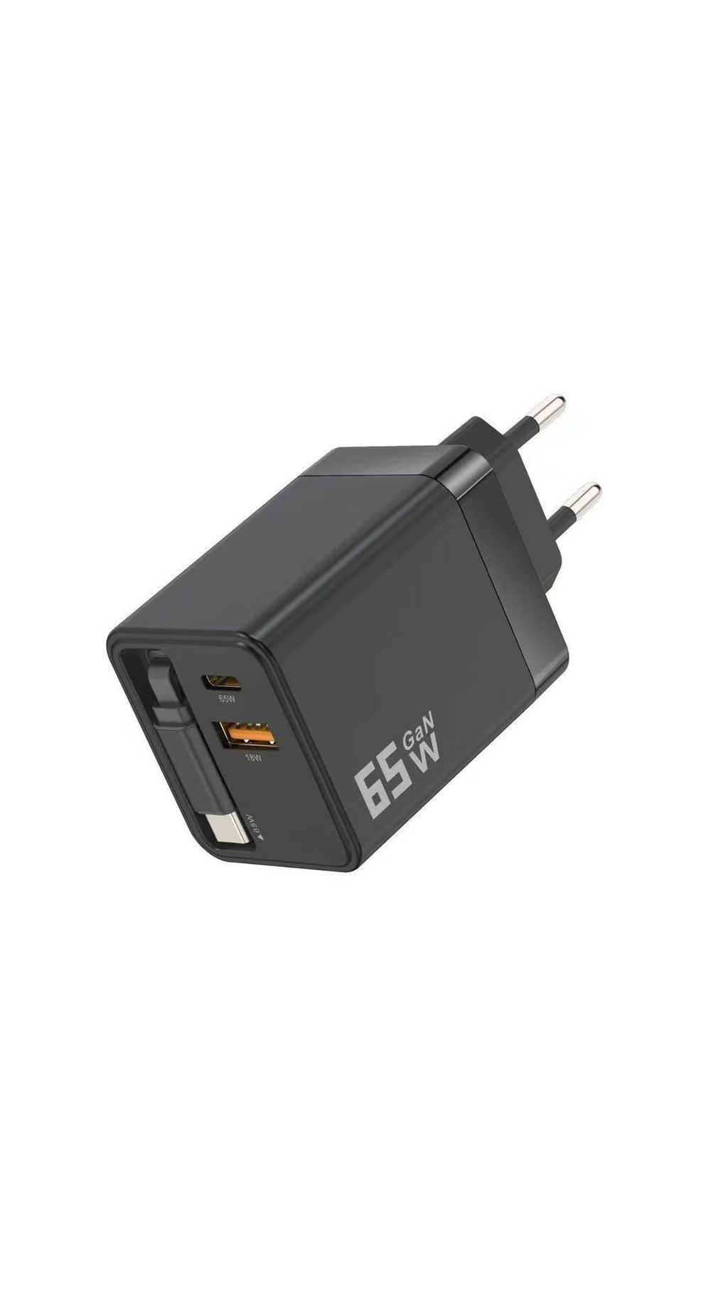 65W snellaad telefoonoplaadblok met uitschuifbare 80 cm Type-C kabel