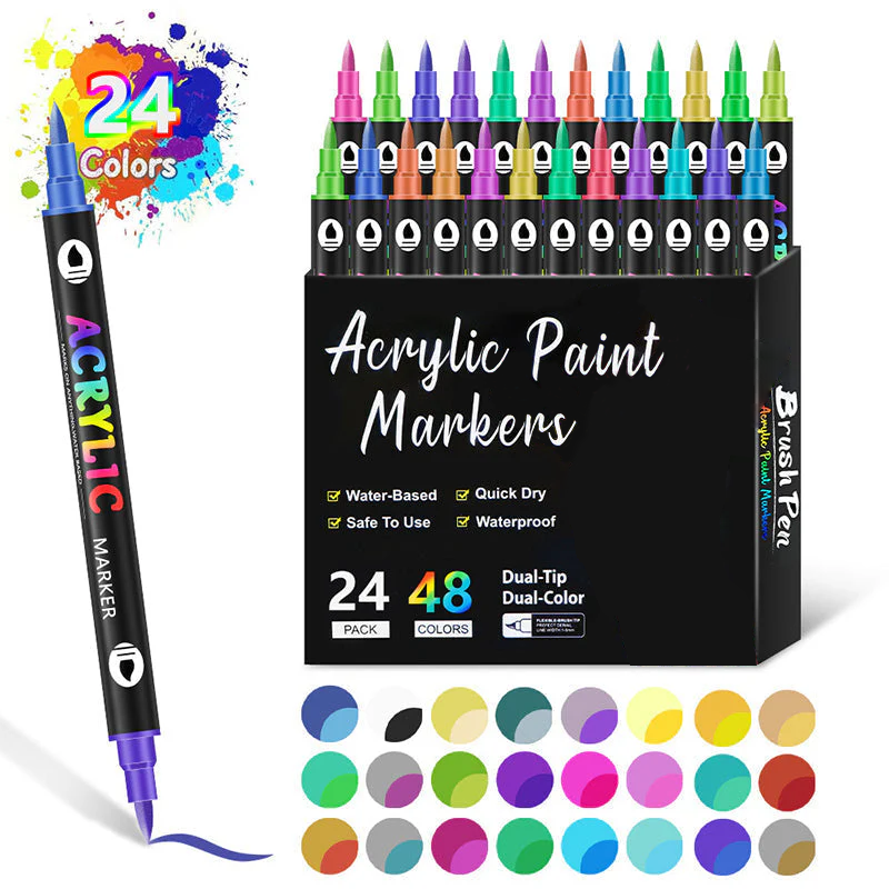 🖌️ NU 50% KORTING! ✨ Acrylstift met dubbele punt – fijne penseelpunt en kunstpunt voor kunst op doek, hout en steen 🎨🌈