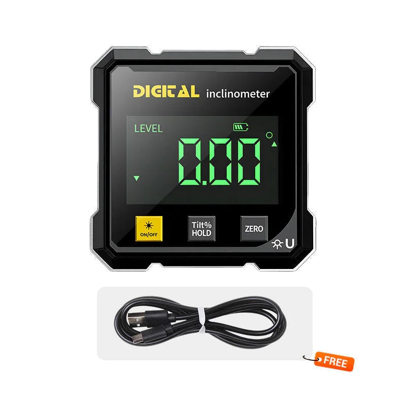 📐 NU 50% KORTING! 🔥 4-zijdige magnetische digitale hoekmeter - Laserprecisie en gebruik op meerdere oppervlakken, perfect voor houtbewerking en bouw ✨