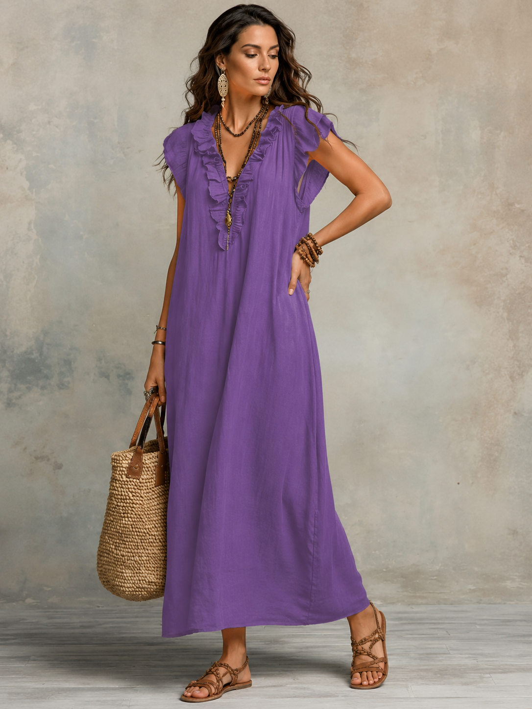 Camélia™ | Bohemian Buikcamouflerend Maxi Jurk