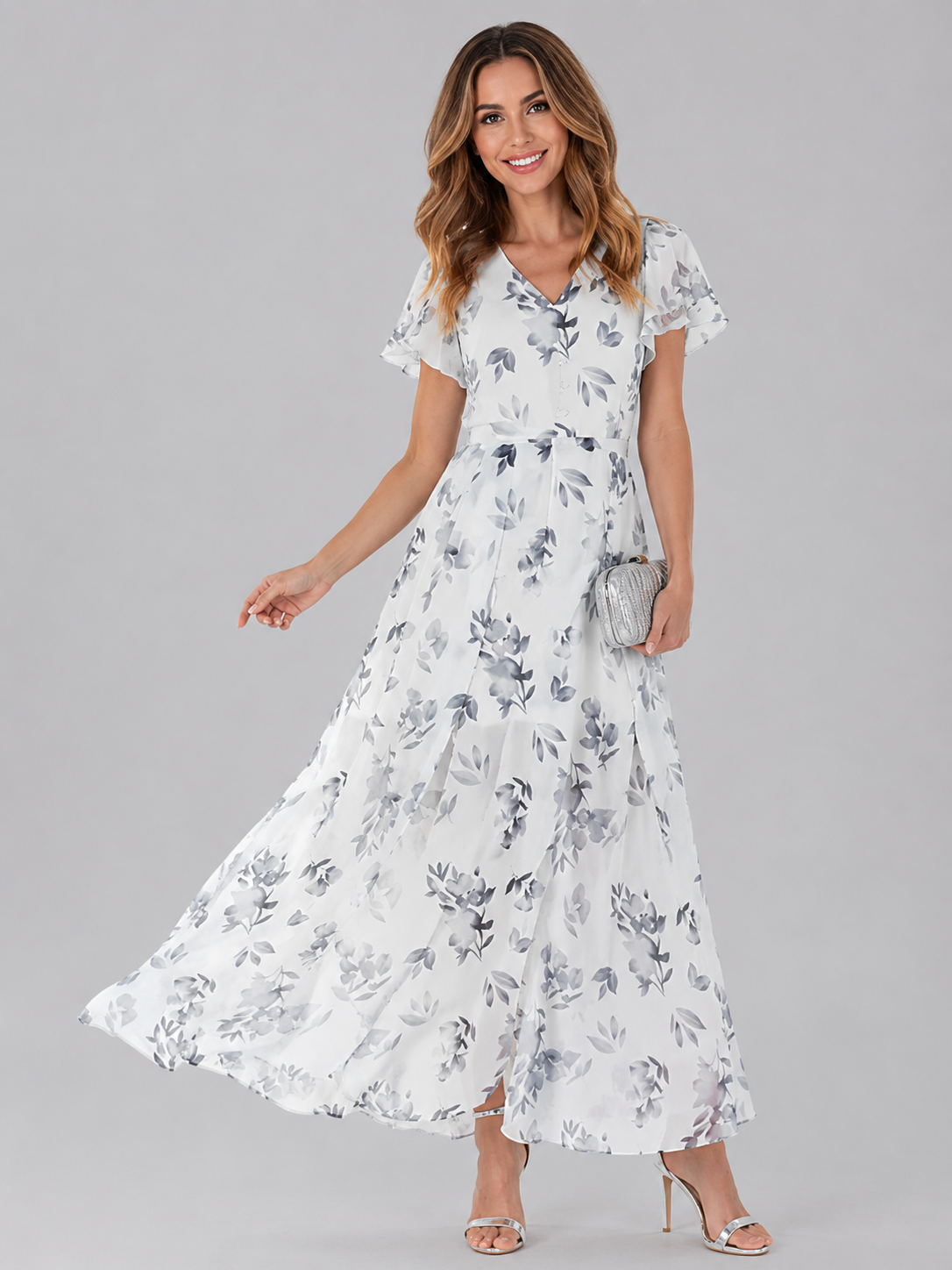 Florine™ | Buikcamouflerende Bloemen Maxi Jurk