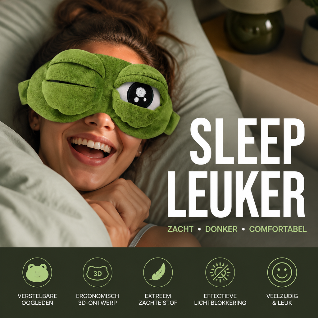 Zacht en grappig 3D-kikker slaapmasker