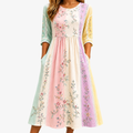 Pastel Tuin Paneel Pocket Midi Jurk
