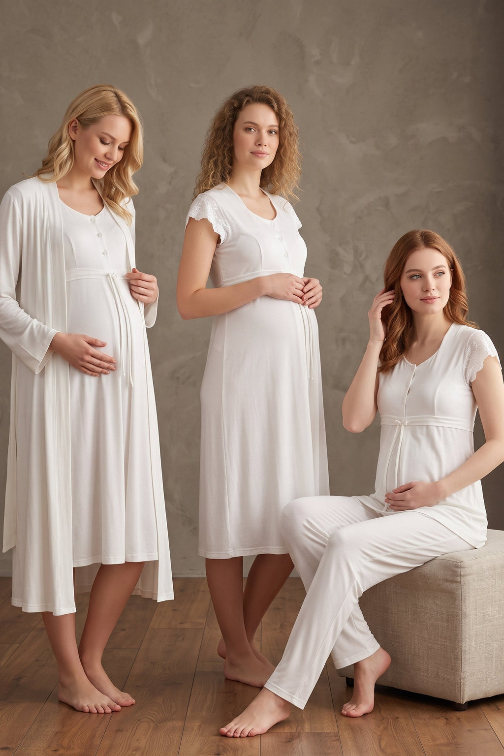 Lacy 4-Piece Maternity-Nursing Set Ecru - 2526