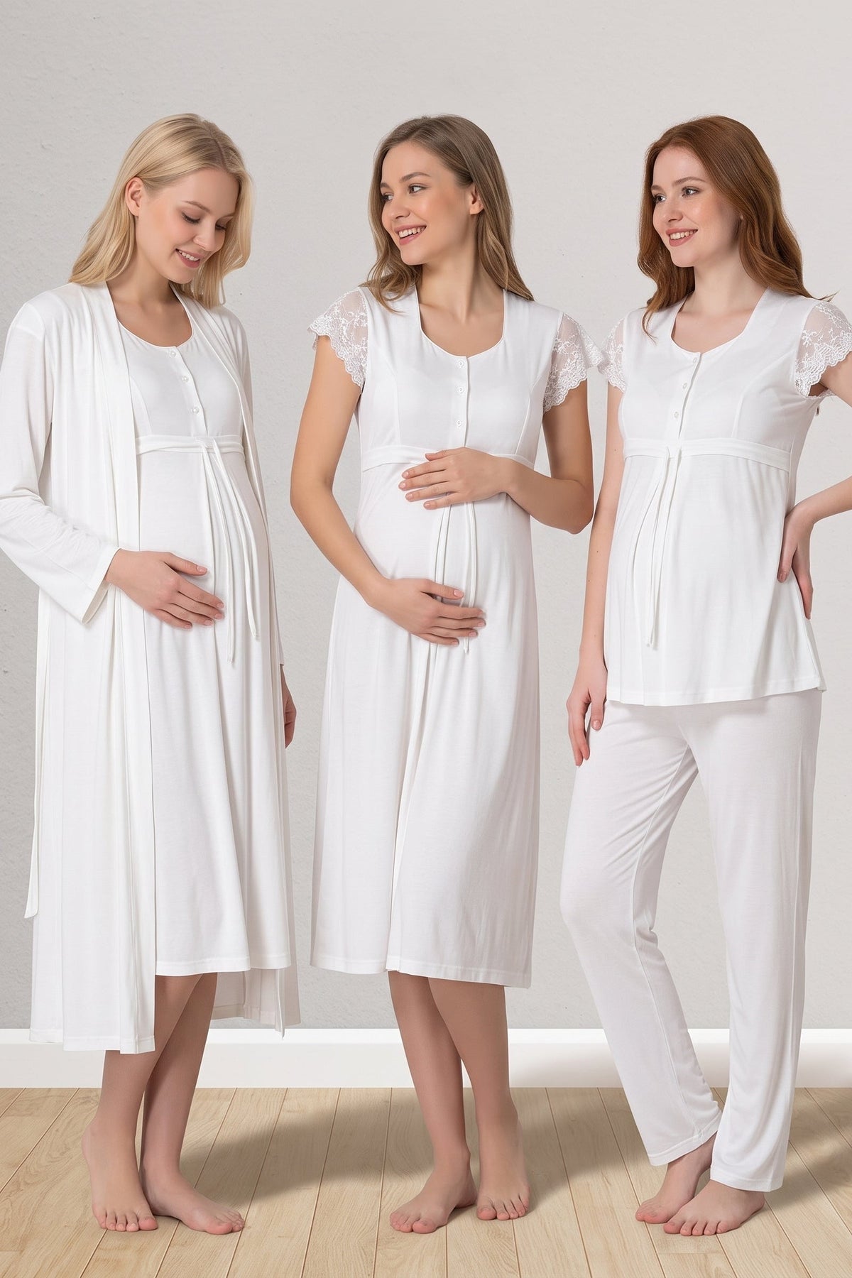 Lacy 4-Piece Maternity-Nursing Set Ecru - 2526