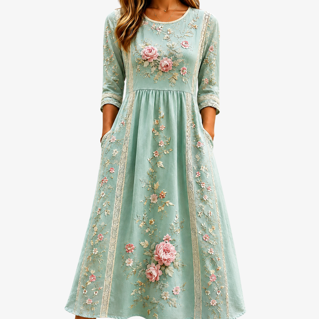 Blush Rozen Tuin Grace Midi Jurk