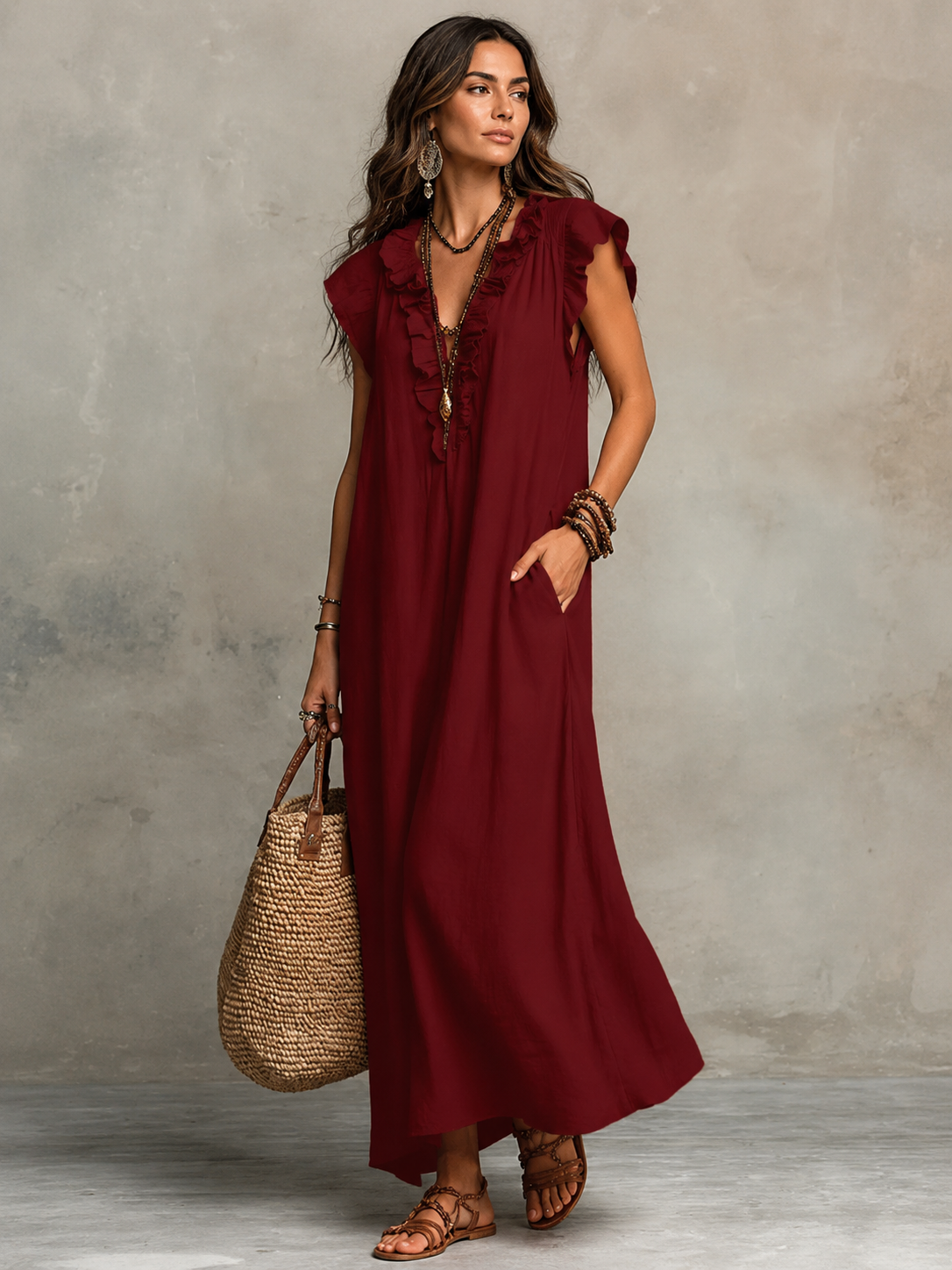 Camélia™ | Bohemian Buikcamouflerend Maxi Jurk