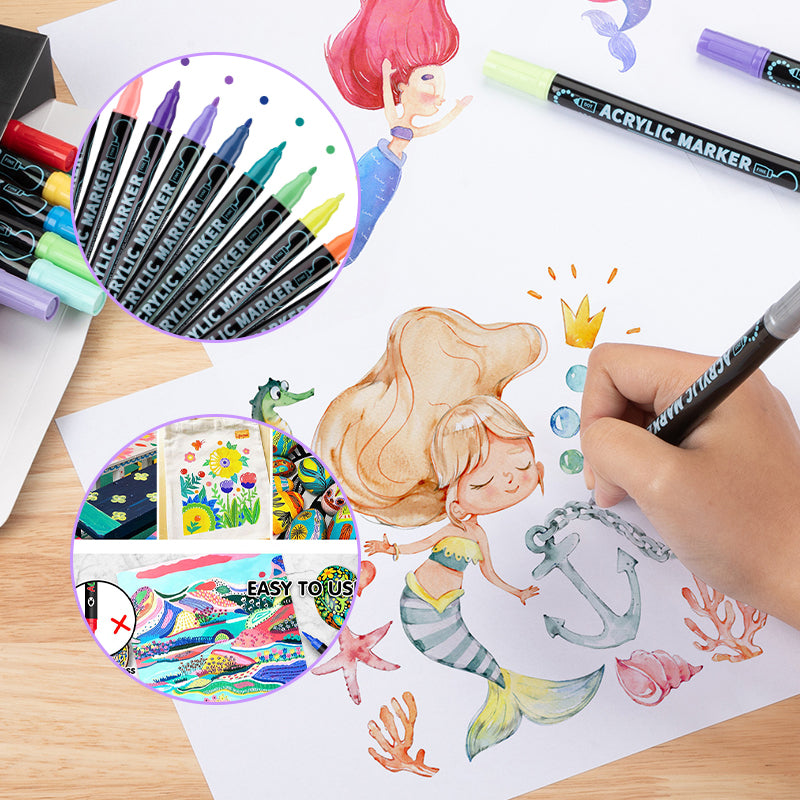🖌️ NU 50% KORTING! ✨ Acrylstift met dubbele punt – fijne penseelpunt en kunstpunt voor kunst op doek, hout en steen 🎨🌈