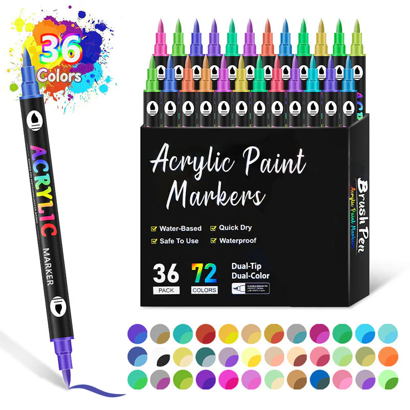 🖌️ NU 50% KORTING! ✨ Acrylstift met dubbele punt – fijne penseelpunt en kunstpunt voor kunst op doek, hout en steen 🎨🌈