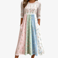 Pastel Weide Bloemen Pocket Midi Jurk