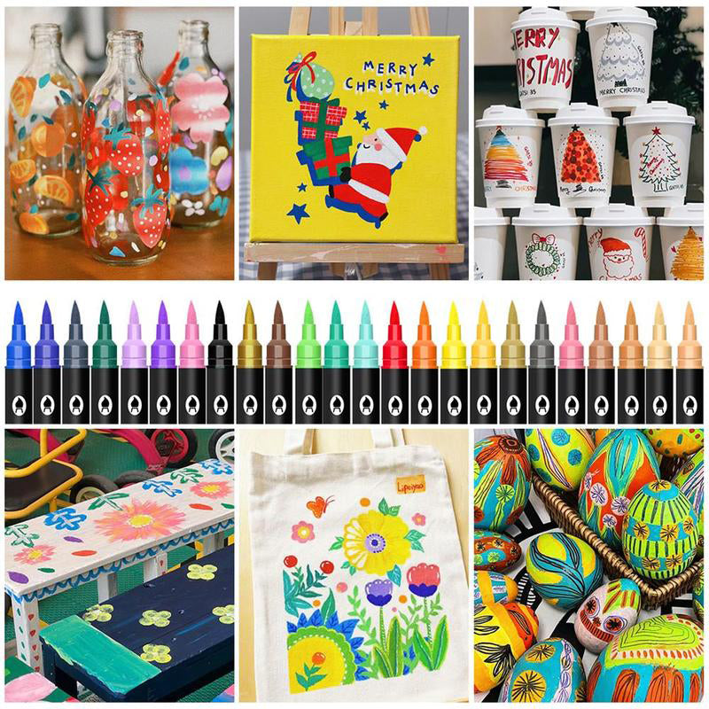 🖌️ NU 50% KORTING! ✨ Acrylstift met dubbele punt – fijne penseelpunt en kunstpunt voor kunst op doek, hout en steen 🎨🌈