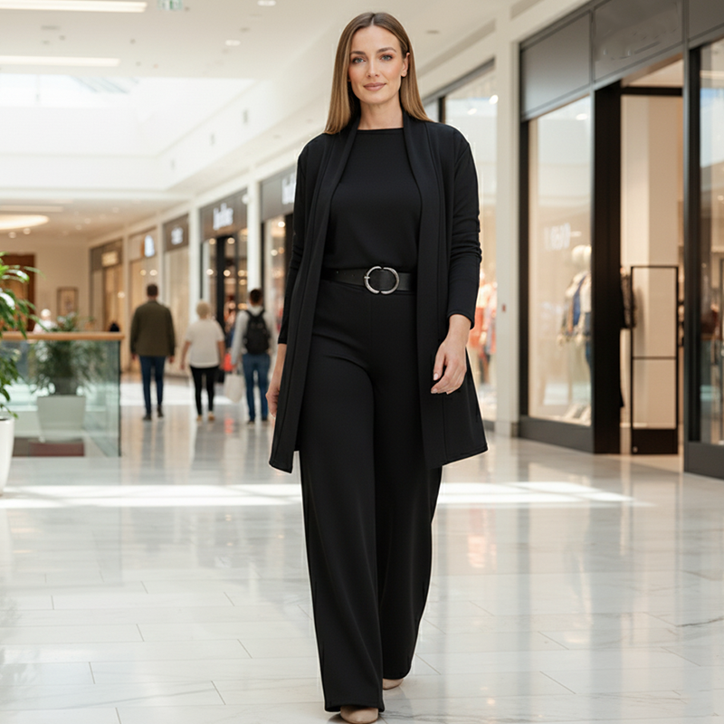 ⏳Tijdelijke aanbieding⏰Elegante 3-delige set inclusief lange cardigan, top en broek💞