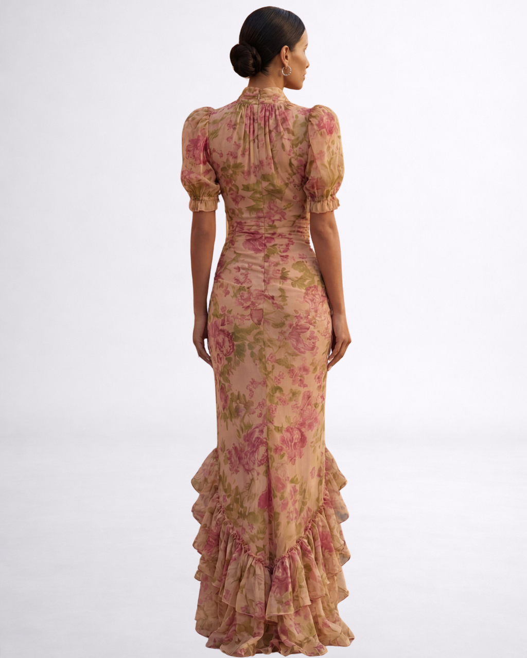 Rosario | Lange Bloemenjurk in Chiffon