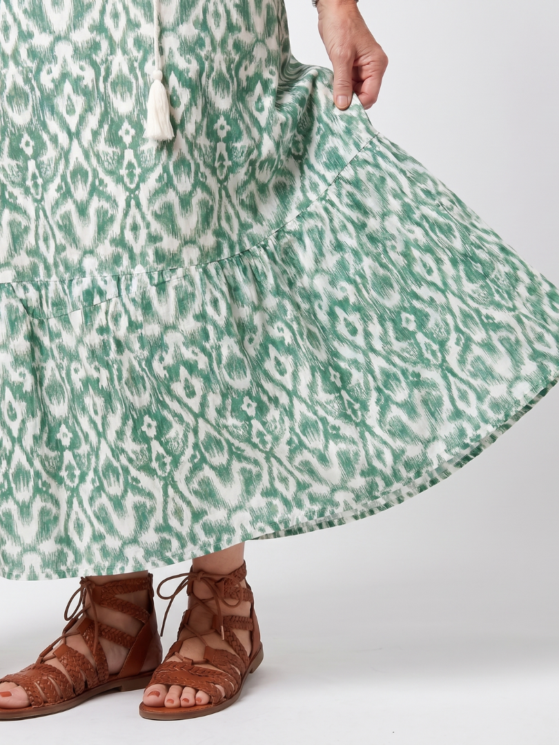 Ilara | Patroon V-hals Tassel Midi-jurk