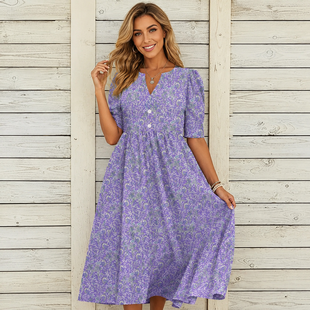 Danica™ | Buikcamouflerende Bloemen Midi Jurk