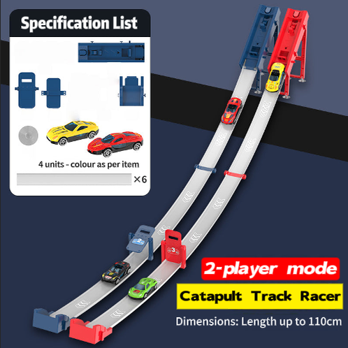 🔥 50% KORTING ! ✨ Dubbele Racebaan Set - 110cm Zwaartekrachtbaan, Eénknops Lancering, Spannend Ouder-kind Spel 🚗⚡