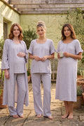 Ruffle-mouwen Muslin 4-delige Zwangerschaps- en Voedingsset Grijs