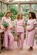 Ruffle-mouwen Muslin 4-delige Zwangerschaps- en Voedingsset Roze