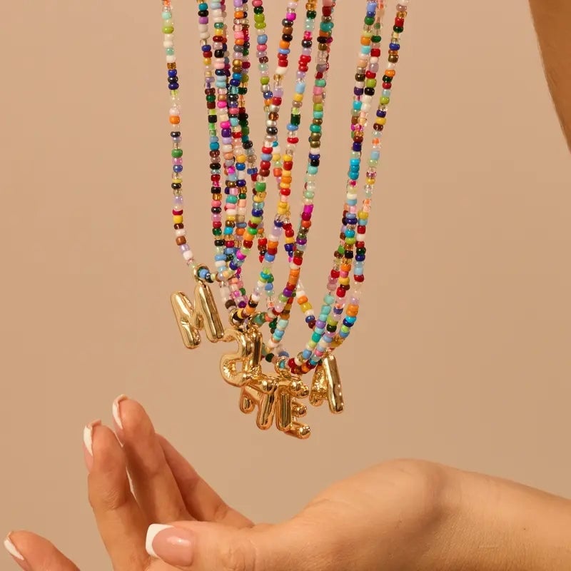 💜LAST DAY PROMOTION - 50%OFF💜 Letter Beaded Necklace for Women🔤A-Z